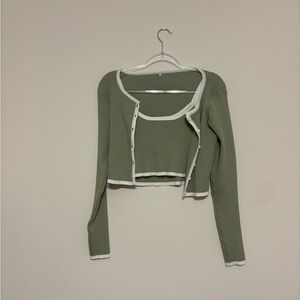 Amazon Sage Green Button-Up Women's Top